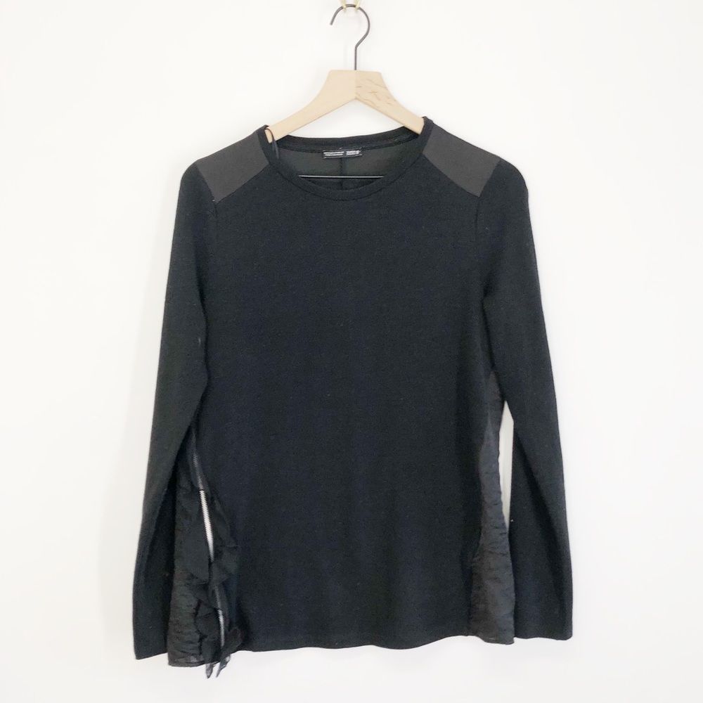 Zara Black Long Sleeve Blouse Zipper Side - S